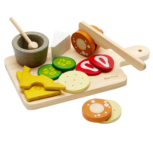PlanToys Cheese & Charcuterie Board — Wooden Pretend Play Food Set