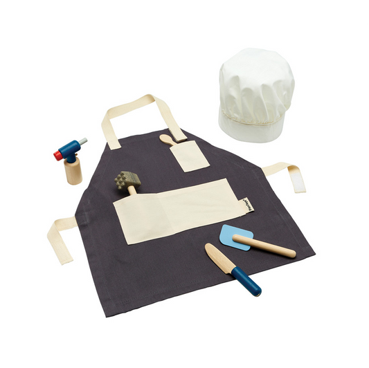PlanToys Chef Set — Wooden Pretend Play Cooking Set