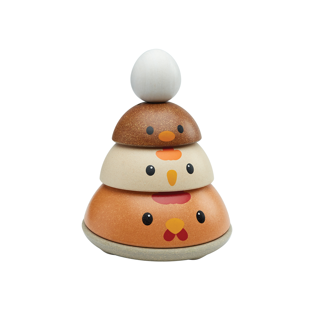 PlanToys Chicken Nesting — Modern Rustic | Wooden Nesting Toy