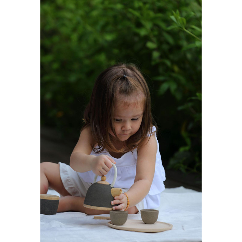 PlanToys Classic Tea Set — Wooden Pretend Play Set
