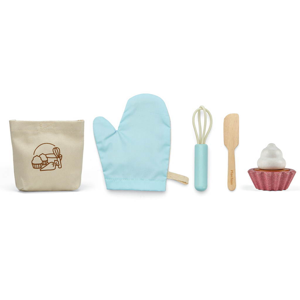 PlanToys Cupcake Set — Wooden Pretend Play Baking Set