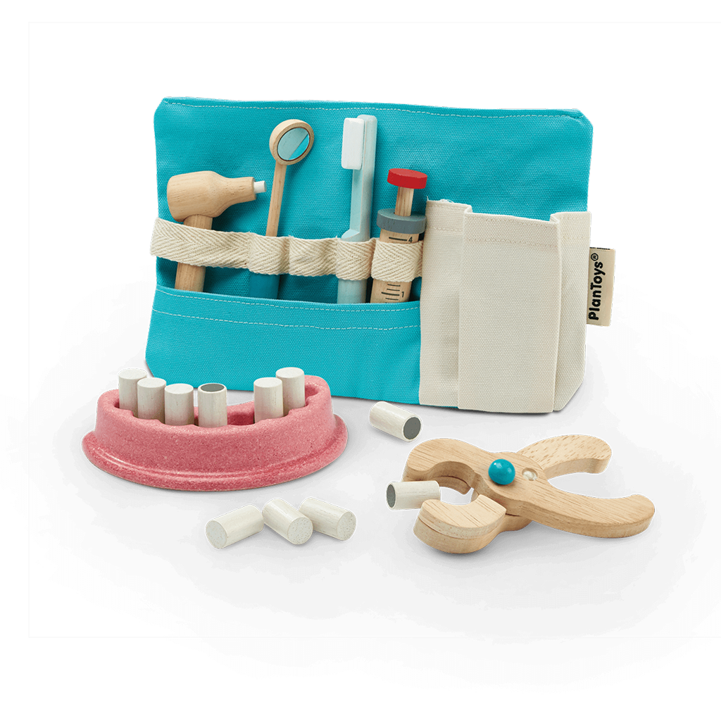 PlanToys Dentist Set — Wooden Pretend Play Doctor Toy
