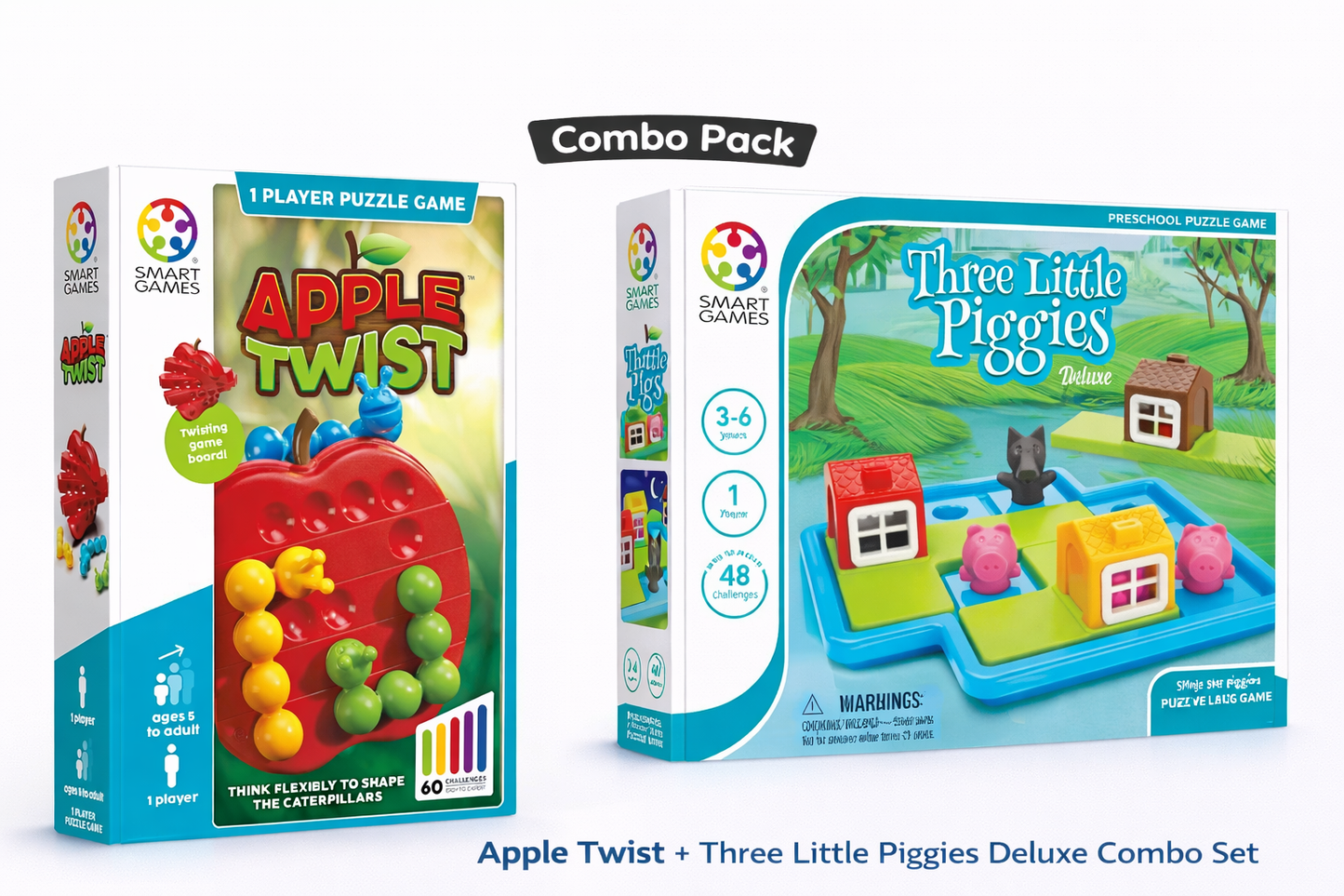 Apple Twist + Three Little Piggies Deluxe Puzzle Combo Set (Logic & Strategy Games for Kids)
