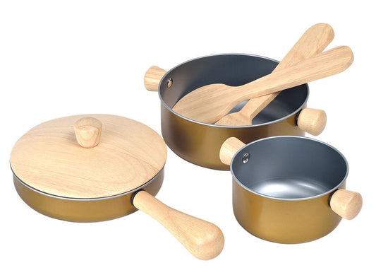 PlanToys Cooking Utensil Set — Wooden Kitchen Tools
