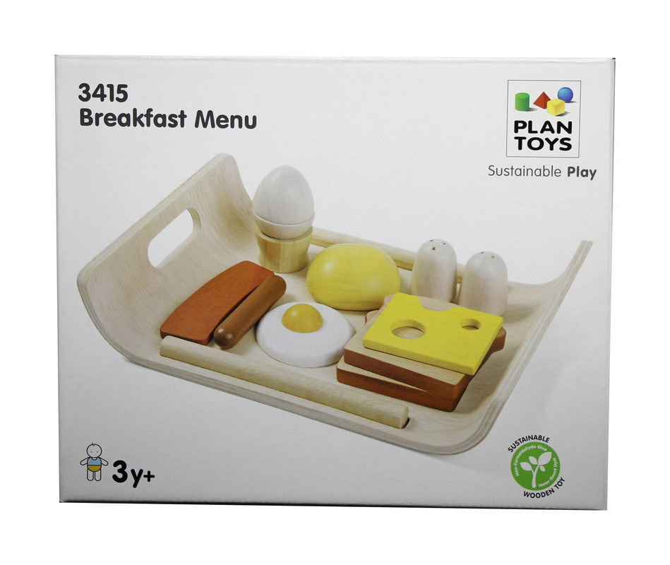 PlanToys Breakfast Menu — Wooden Pretend Play Food Set