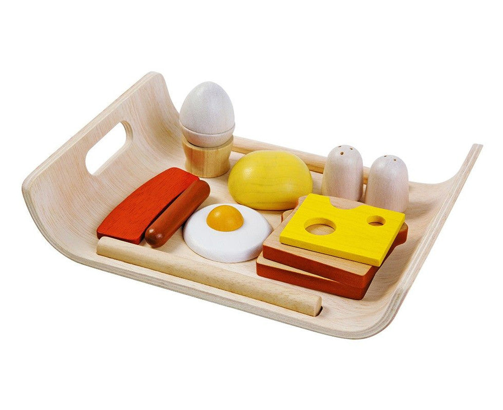 PlanToys Breakfast Menu — Wooden Pretend Play Food Set