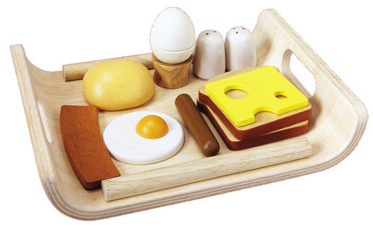 PlanToys Breakfast Menu — Wooden Pretend Play Food Set