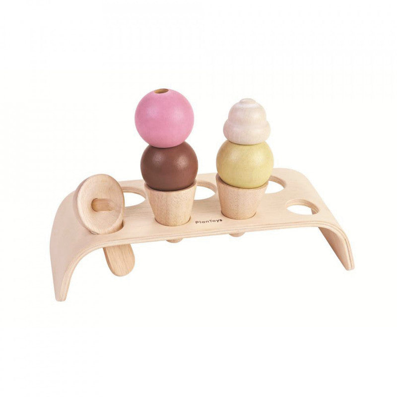 PlanToys Ice Cream Set — Wooden Pretend Play Food