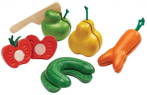 PlanToys Wonky Fruit & Vegetables — Wooden Pretend Play Food