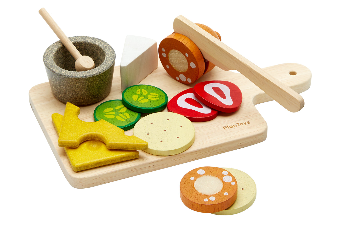 PlanToys Cheese & Charcuterie Board — Wooden Pretend Play Food Set
