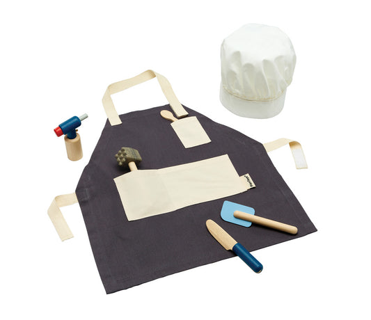 PlanToys Chef Set — Wooden Pretend Play Cooking Set