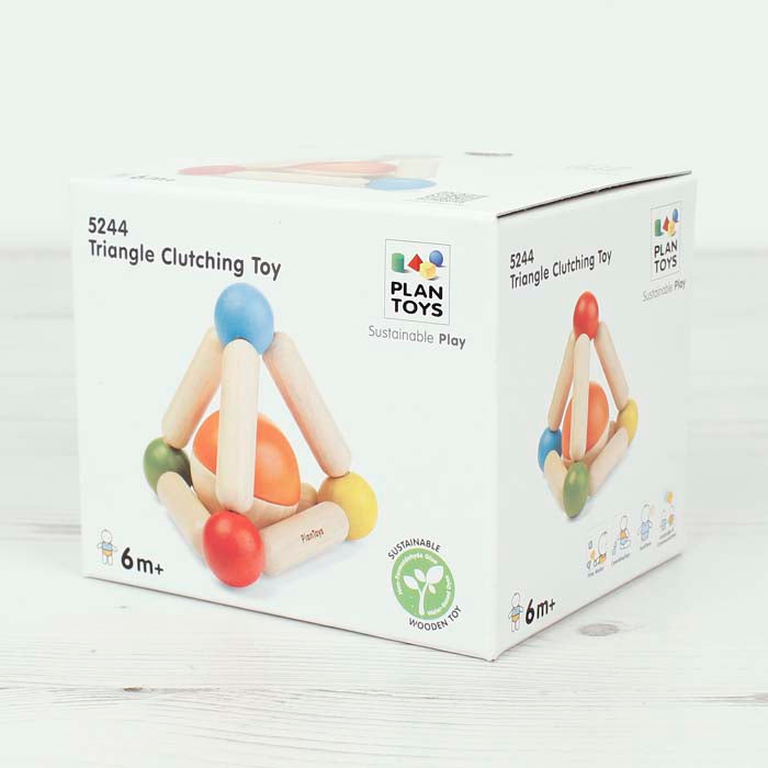 PlanToys Triangle Clutching Toy — Wooden Baby Rattle