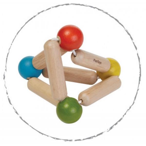 PlanToys Triangle Clutching Toy — Wooden Baby Rattle