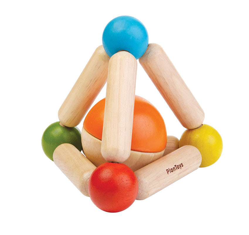 PlanToys Triangle Clutching Toy — Wooden Baby Rattle