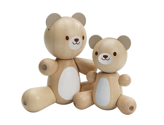 PlanToys Bear & Little Bear — Wooden Baby Toy Set