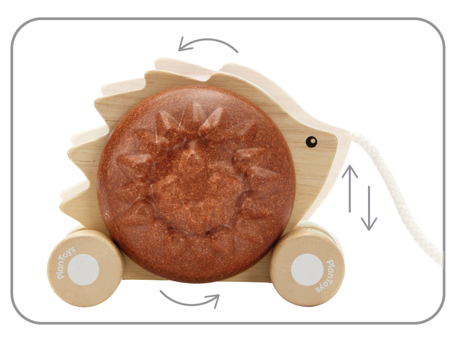 PlanToys Pull-Along Hedgehog — Brown Wooden Pull Toy