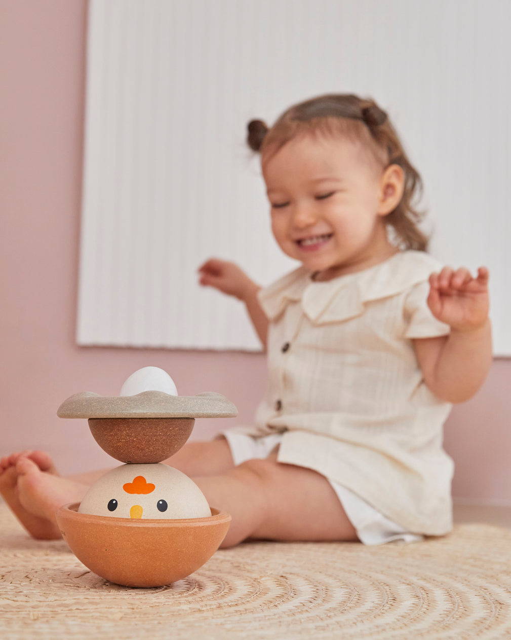 PlanToys Chicken Nesting — Modern Rustic | Wooden Nesting Toy