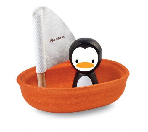 PlanToys Sailing Boat — Penguin | Wooden Bath Toy