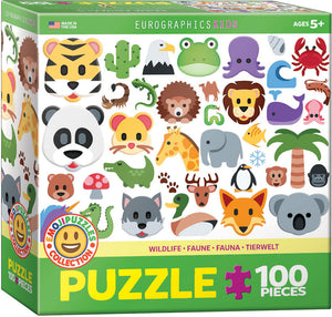 Emojipuzzle-Wild Animals 100 Piece Puzzle