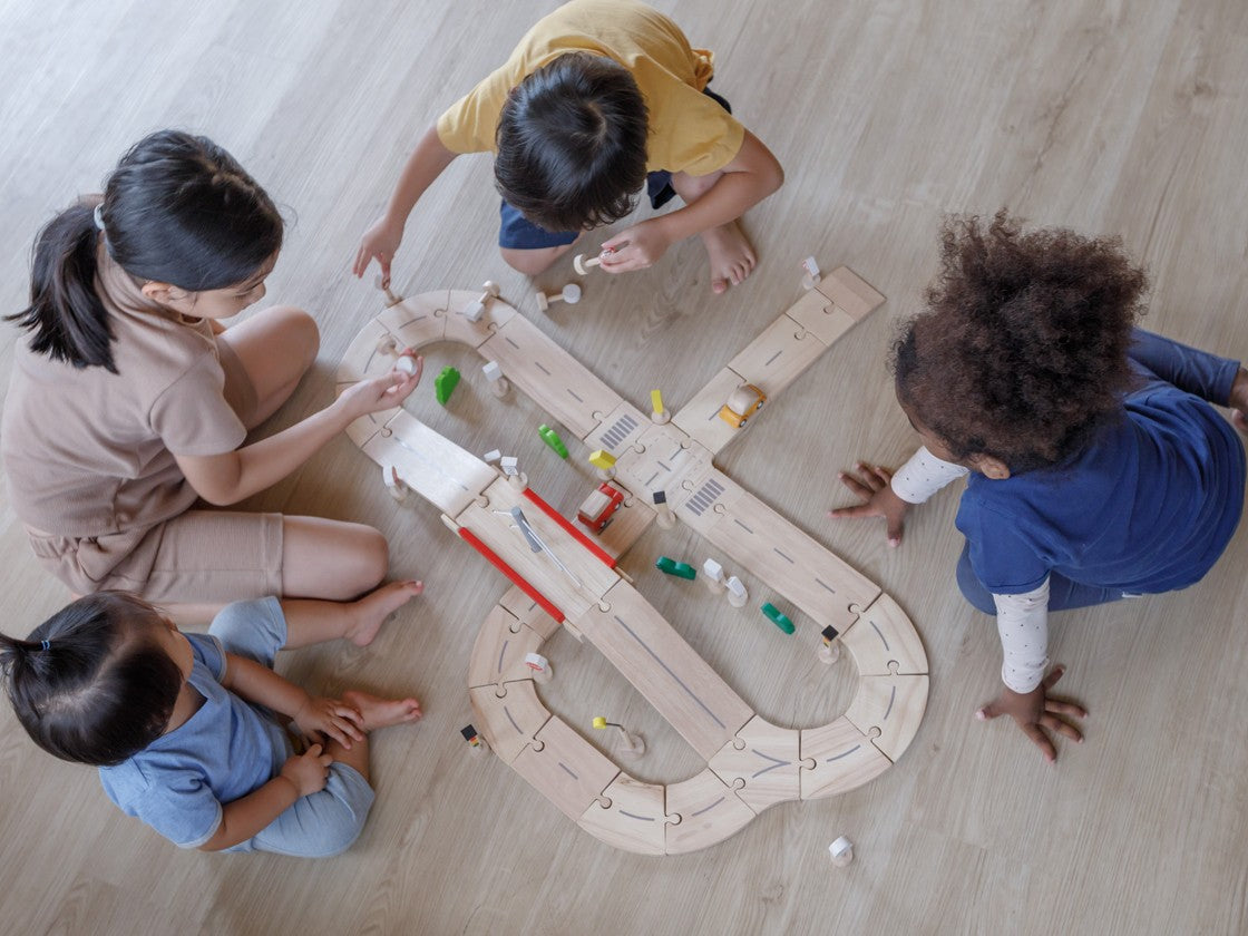 PlanToys Road System — Wooden Track Set