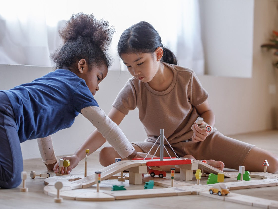 PlanToys Road System — Wooden Track Set