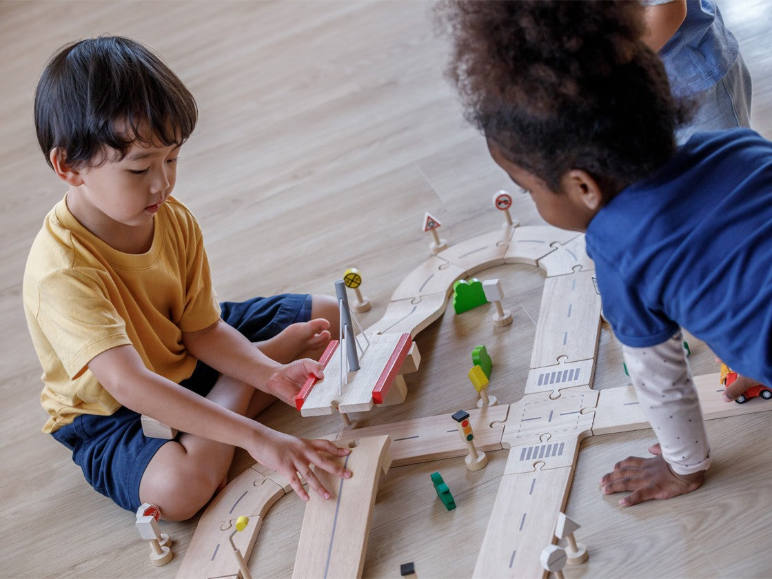 PlanToys Road System — Wooden Track Set