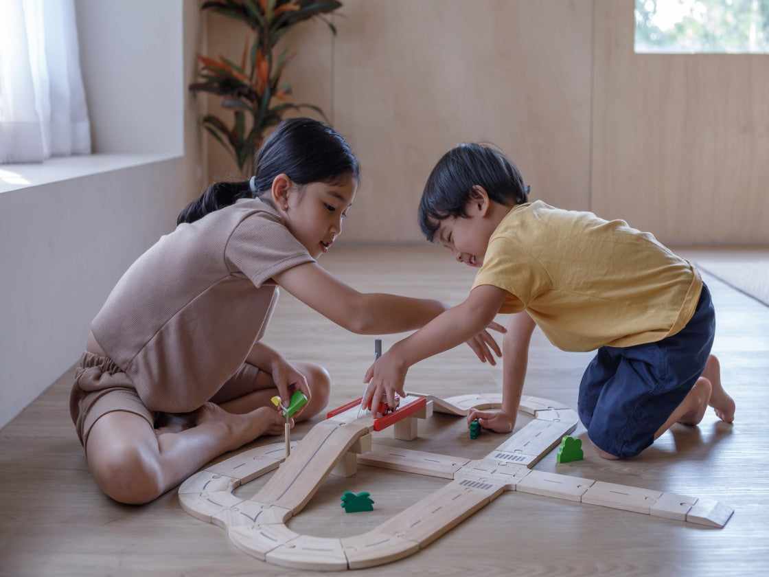 PlanToys Road System — Wooden Track Set