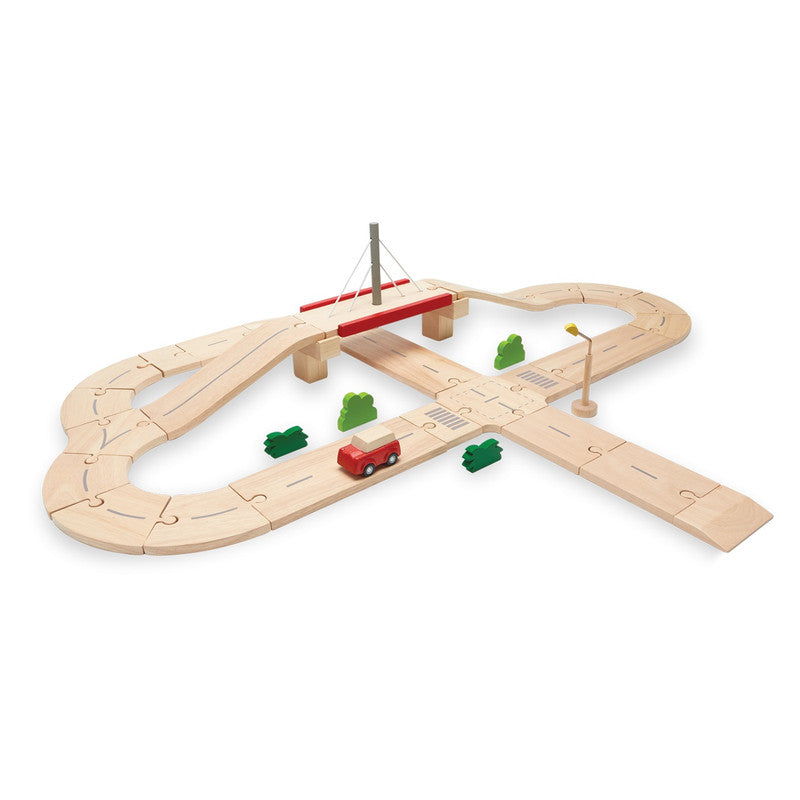 PlanToys Road System — Wooden Track Set