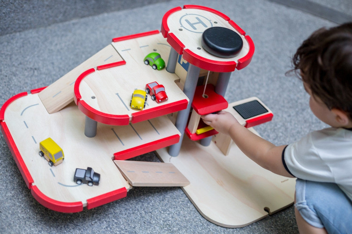 PlanToys Parking Garage — Wooden Play Set