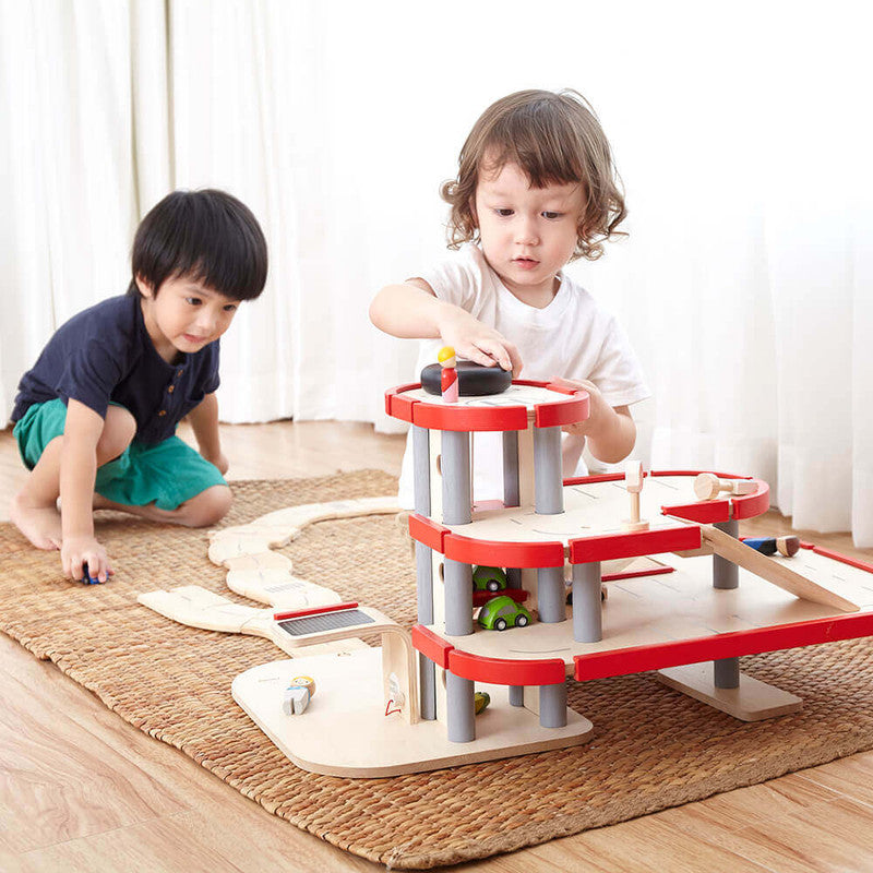 PlanToys Parking Garage — Wooden Play Set